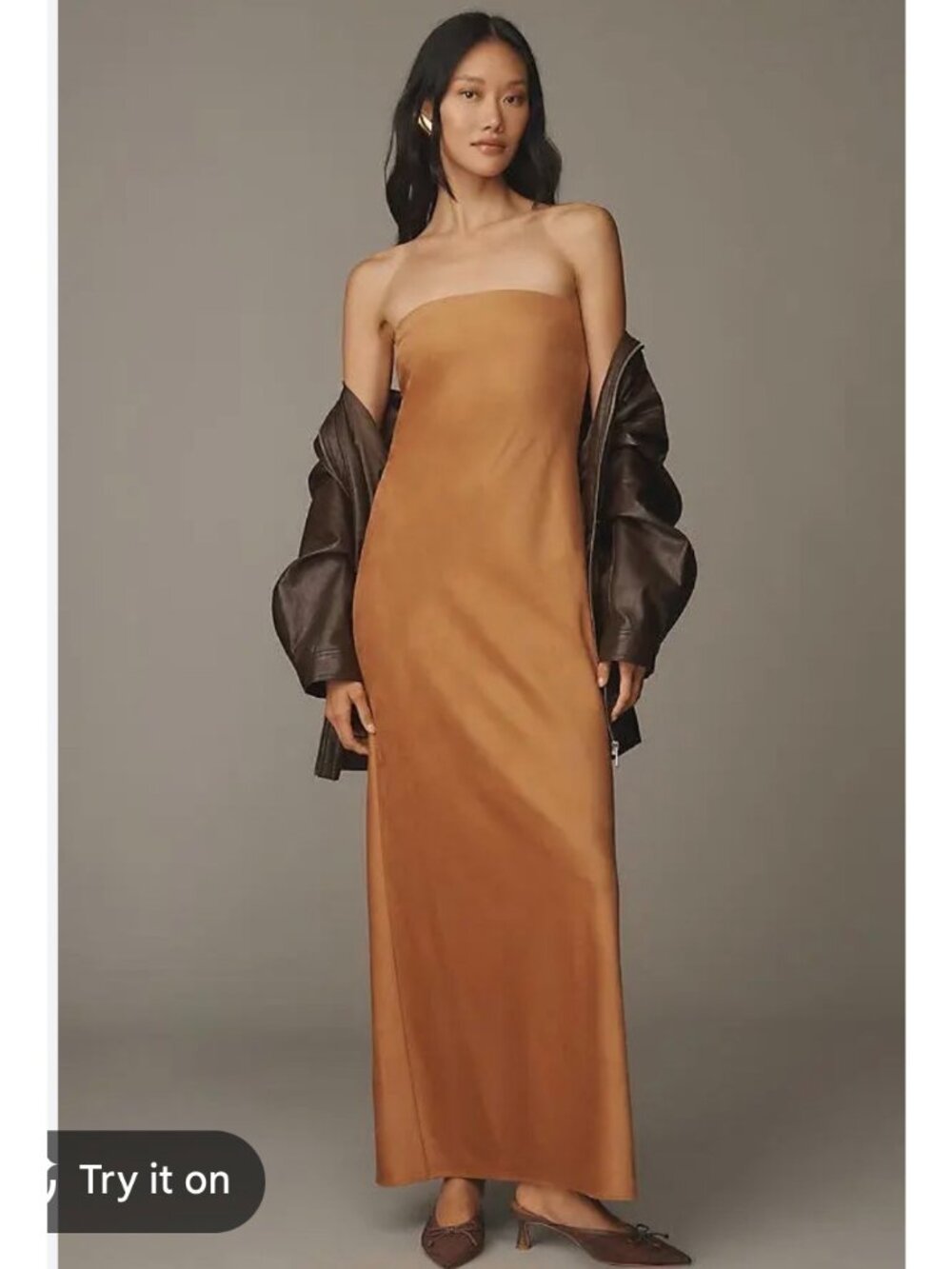 Anthropology fluer faux suede maxi dress